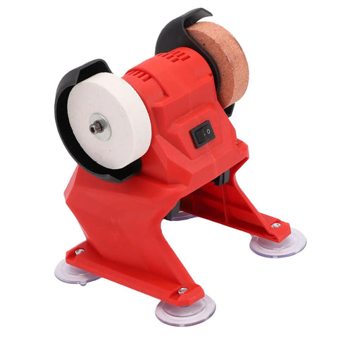 Heavy Duty Mini Bench Grinder With 3mm Steel Guard For Robust Grinding And Polishing. Featuring dual corundum wheels.