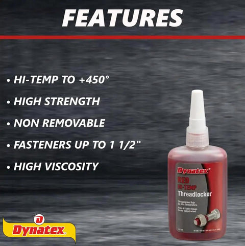 Red Hi Temp Threadlocker 36 Ml Bottle For Metal Fasteners Heavy Duty Locking Adhesive That Stays Put Under High Heat Ideal For Automotive Machinery And Diy Projects 1 Ea