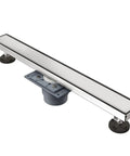 36 Inch Linear Shower Drain With Flange Hair Catcher For Tiled Inserts In SUS 304 Stainless Steel on PVC base flange