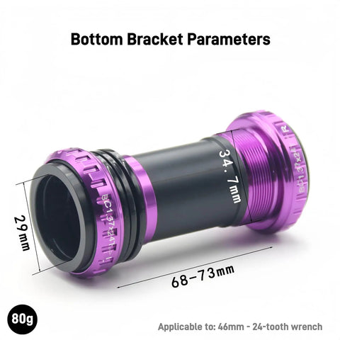 Mountain Bike Bottom Bracket 68 To 73mm 29mm Spindle English Threaded BB For MTB And Road Frames CNC Machined Aluminum Anodized Silver Finish