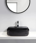 USZWBY Vessel Sinks Bathroom Vessel Sink Black Ceramic Countertop Basin Hotel Wash Bathroom Bowl Sink on white countertop.