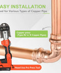 15 Piece Pro Grade Pro Press Fittings Kit For Copper Pipe Half Inch Heavy Duty Brass Lead Free NSF cUPC Certified installation demo
