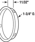 Diagram of Solid Brass Satin Nickel Door Finger Pull dimensions, showing 1-3/4" outer diameter and 11/32" recess depth.