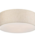 Three Light Drum Ceiling Light Fixture With Linen Fabric Shade Modern Farmhouse Flush Mount Round Lighting For Bedroom Hallway And Living Room Cozy Warm Glow Semi Flush Design
