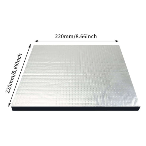 2 Pack Heated Bed Insulation Mats for 3D Printers 220x220x8mm 8.66x8.66x0.3in Self Adhesive Foam Foil top view