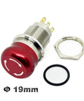 Mushroom Emergency Stop Switch Latching Button, 16mm 19mm 22mm Universal Mount, Red Head for Fast Shutdown, Direct Replacement Without Modifying Control Panel Holes, Two Contact Configurations NO NC Options, Easy Locate and Press in Urgent Situations, 19mm