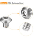 Top Shelf Bulletproof 304 Stainless Steel Button Head Socket Screws With Full Thread Hex Drive showing close-up of button head and threads.