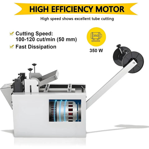 High Power Automatic Electric Heat Shrink Tube Cutter For PVC PE Pipe 0 1 To 9999 9 Mm Precision Cutting Width machine with 350W motor.