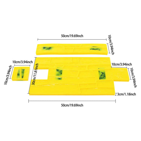 Three Piece Polyurethane Concrete Stamps Set For Outdoor Surfaces With Seamless Impression Mold showcasing dimensions and texture
