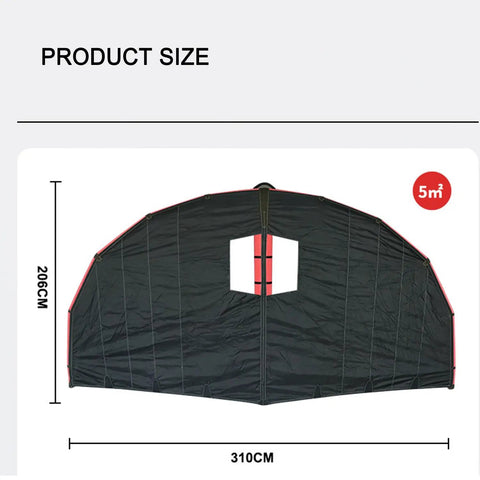 Five Square Meter Wing Foil Kitesurfing Gear dimensions with 5 sqm label, showing length and width measurements