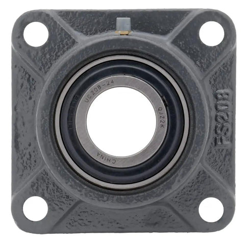 Two-Pack 4-Bolt Flange Mount Ball Bearing Unit UC208-24 Insert Bearing With Cast Iron Housing FS208 front view