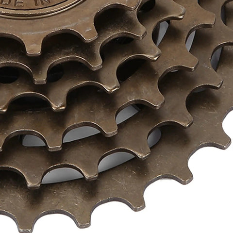 Close-up of high-strength metal from the 6 Speed Bike Freewheel Set 14T To 28T Threaded Type Mountain Bike Replacement Part