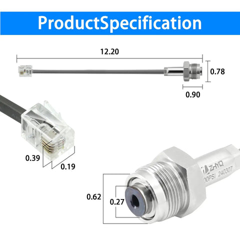 Go To Pressure Transducer For Paint Sprayers With Auto Shutoff And High Sensitivity The Beast For Pro Grade Titan Impact 440 540 640 740 Airless Sprayers Including 440i 440c Models And Replacement Parts showing part dimensions