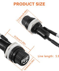 Plug And Go Pre Soldered Wire Panel Mount Fuse Holder With Atc Blade Fuses Ac 250v Waterproof Switch dimensions and wiring details.