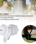 Push Button Cooler Spigot Replacement 3 Pack White For 2 To 10 Gallon Beverage Coolers in use at outdoor setting