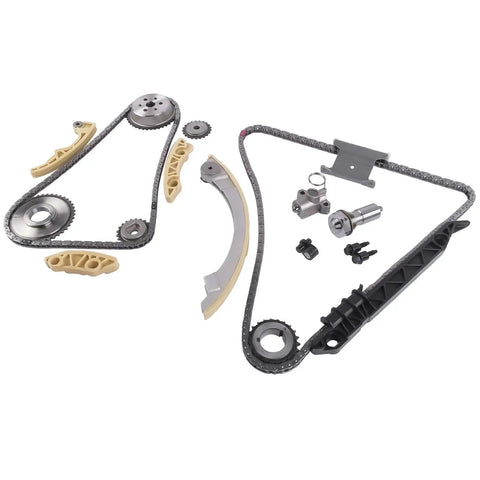 Engine Timing Chain Kit Replacement For Buick Regal LaCrosse Verano HHR Malibu Cobalt Equinox Terrain Pontiac G5 G6 2.0L 2.2L 2.4L 2006 To 2017 12680750 9-4201S, showing components including chains and gears.