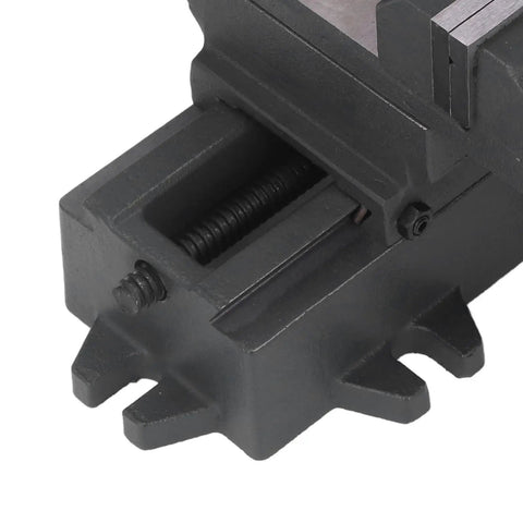 Saskate Cross Slide Machine Vise 3 Inch Cast Steel Bench Vise with durable steel jaws for milling drill press, close-up view.