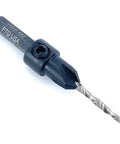 Pro Shop Ready Number 4 Adjustable Tapered Wood Countersink Drill Bit Forged From Rock Hard HSS M2 High Speed Steel With Locked Pin Shank For Killer Precision And Dead Smooth Cuts Daily, showing a close-up of the drill bit and shank.