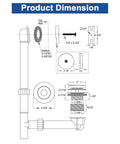 Oil Rubbed Bronze Brass Tub Drain Kit With Overflow for Universal Bathtub Drain dimensions and components illustration