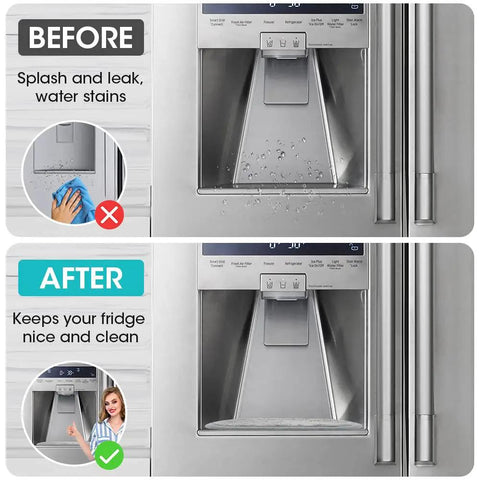Before and after using Two Pack Refrigerator Water Drip Tray Catcher Pads, Ultra Absorbent Splash Guard Mats For Fridge Water And Ice Dispenser, Fits Most Trays, No Slip Design, Easy Clean Kitchen Gadget Accessory, White And Grey