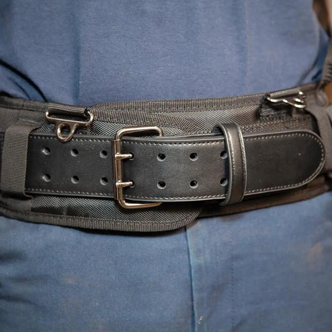 Tradesman Pro Modular Trimming Pouch with belt clip showing durable 1680D ballistic weave material and secure buckle system.