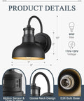 Six Pack Outdoor Wall Lights With GFCI Outlet Dope Dusk To Dawn Waterproof Exterior Sconce dimensions and details