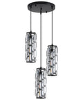 Three Light Black Crystal Pendant Lighting Fixture For Kitchen Island And Dining Room Modern Industrial Chandelier With Adjustable Height And Vintage K9 Crystal Tops Dope Look