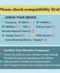 Compatibility checklist for Universal IR RF Remote Hub with 2.4 GHz Wi Fi, Code Learning, Alexa Compatible, 433MHz RF Support.