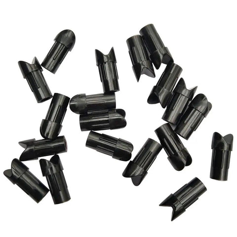 50 Pack Half Moon Plastic Arrow Nocks For 7.6mm ID Crossbow Bolts Replacement Nocks For Target Practice And Hunting Durable Black Arrow Tails