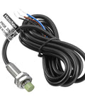 2mm Sensing M8 Inductive Proximity Sensor Switch PR08 2DN Cylindrical Detector DC 12 24V 3 Wire NPN Normally Open CE Ready for Plug and Play Heavy Duty Shop Floor Action, black cable, threaded metal body