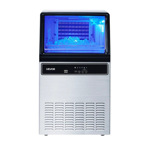 Party Ready Ice Maker For Home Bar Or Restaurant, Up To 130 Lbs Per Day With 33 Lbs Storage, 45 Cubes Per Cycle, Stainless Steel