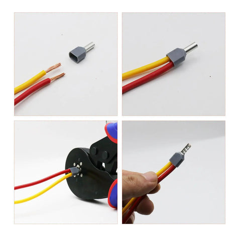 18 AWG Dual Barrel Ferrules Terminal Kit Red Twin Ferrule Connectors 100 Pcs Tin Red Copper Wire Ends in use