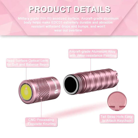 Compact Keychain Flashlight With 120 Lumen Output, 36 Hour Runtime, IPX8 Waterproof, AAA Battery Powered EDC Light, Pocket Sized Rugged Aluminum Build for Everyday Carry