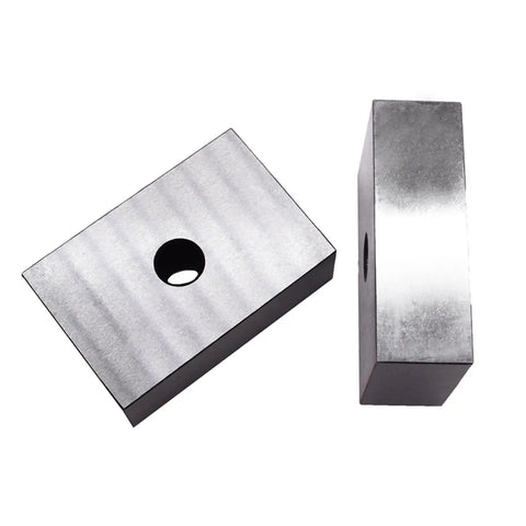 1 2 3 Machinist Setup Blocks, Matched Pair With Half Hole, Precision Ground Tool Steel, Pro Grade High Accuracy Square Blocks For Alignment And Machining, 0.0002 Inch Per Side Tolerance, Heavy Duty, one block flat and one upright