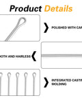 Close-up of polished and smooth cotter pins, featuring 20 Pack Marine Propeller Cotter Pins Pro Grade Stainless Steel Kit For Outboard Motors And Boat Prop Shafts With Puller Durable Gear Quality For Replacements And Maintenance Fits Most Models.