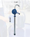 Heavy Duty Cast Iron Rotary Drum Pump That Hauls Diesel Motor Oil And Kerosene Straight Out Of Full Size Fifty Five Gallon Barrels With Zero Electric Plug Required For Farm Or Shop Use, 32-1/4" height.