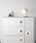Ceramic Round Knob Set One Inch White And Antique Brass Cabinet Hardware For Drawers And Doors Durable Zinc Alloy
