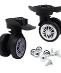 Luggage Wheels Replacement Kit For Suitcase 360 Degree Quiet Swivel Wheels With Screws 2 Pack Double Row Spinner Wheel Set Black