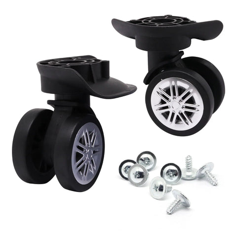 Luggage Wheels Replacement Kit For Suitcase 360 Degree Quiet Swivel Wheels With Screws 2 Pack Double Row Spinner Wheel Set Black