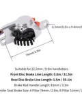 Slick Aluminum Alloy Dual Piston Mechanical Disc Brake Set with Ergo 3 Finger Levers for Mountain Road Bikes dimensions and specification