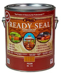 Eight Pack Of One Gallon Pecan Oil Based Exterior Wood Stain And Sealer Heavy Duty Weather Shield in can with ready seal label.