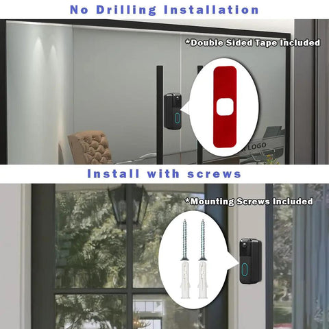 Corner Mount For Video Doorbell 1st And 2nd Gen No Drill Mount Adjustable Angles shown with adhesive and screws