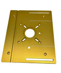 Heavy Duty Aluminum Router Table Insert Plate With Precision Center Bushing For Rock Solid Professional Woodworking Milling shown from above.