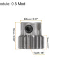 Pinion Gear 3mm Bore 18T Mod 0.5 Stainless Steel High Precision RC Car Spur Gear For Differential And Motor Replacement Parts