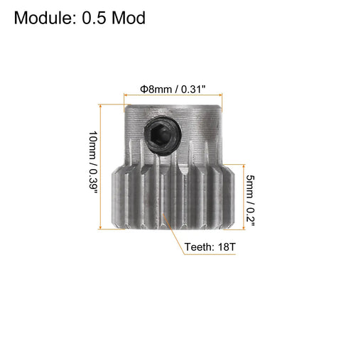 Pinion Gear 3mm Bore 18T Mod 0.5 Stainless Steel High Precision RC Car Spur Gear For Differential And Motor Replacement Parts
