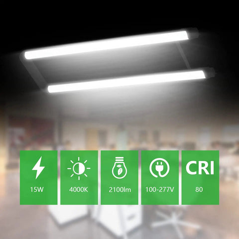 U Shaped LED Tube Light 2 Foot 15W 2100 Lumens 4000K Cool White T8 T12 Fluorescent Replacement