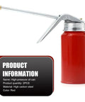 Top Shelf Cold Rolled Steel Hand Pump Oil Cans, 2 Pack Leak Proof 200 Milliliter Portable Grease Lubricator For Cars And Motorcycles, Runs Smooth As Butter Guaranteed, red steel oil can with long nozzle.