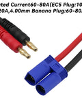 EC5 Male To 4.0mm Banana Plug Adapter For IC5 Connector, 12AWG 30cm Silicone Wire, RC Battery Connector Kit close-up view