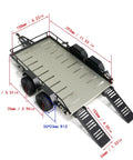 Hella Tough Metal Trailer Cargo Carrier For Traxxas TRX4M 1 18 Scale RC Crawler Upgrade Parts Heavy Duty Hitch Mount Rack Accessory Kit Red dimensions with measurements displayed.