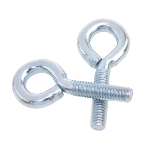 Two One Quarter Inch By One Foot Marine Grade Carbon Steel Eye Bolts With Nut Set Of Twelve Shoulder Lifting Ring Hardware Close-Up